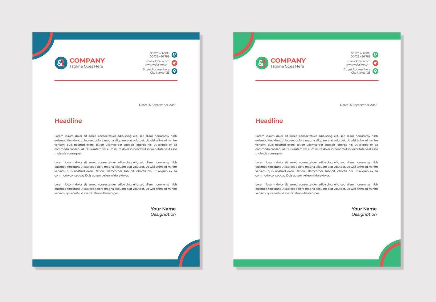 Professional corporate business letterhead template design vector