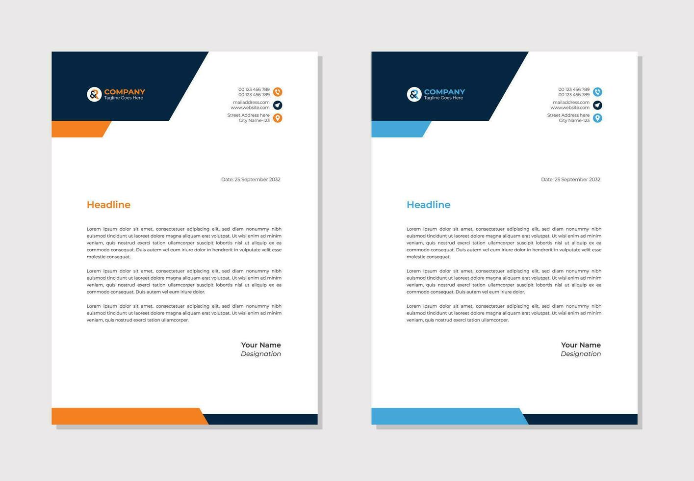 Professional corporate business letterhead template design vector