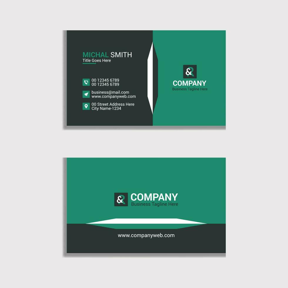 Corporate business card template design in black theme vector