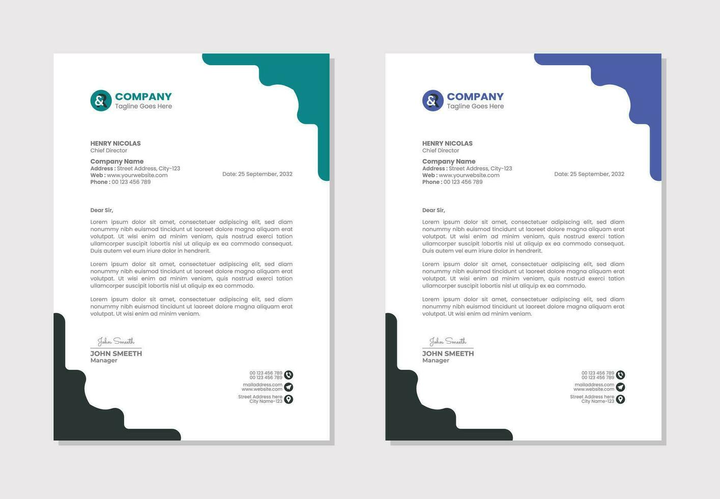 Letterhead template design for business and corporate vector