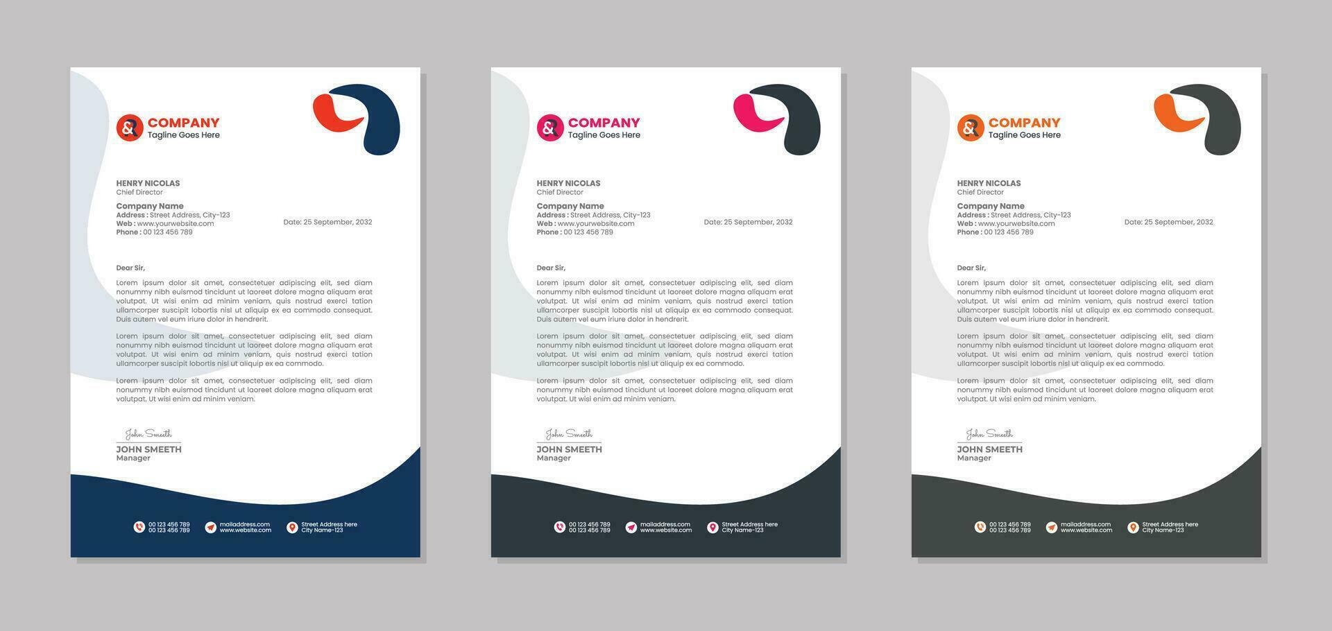 Letterhead template design for business and corporate vector