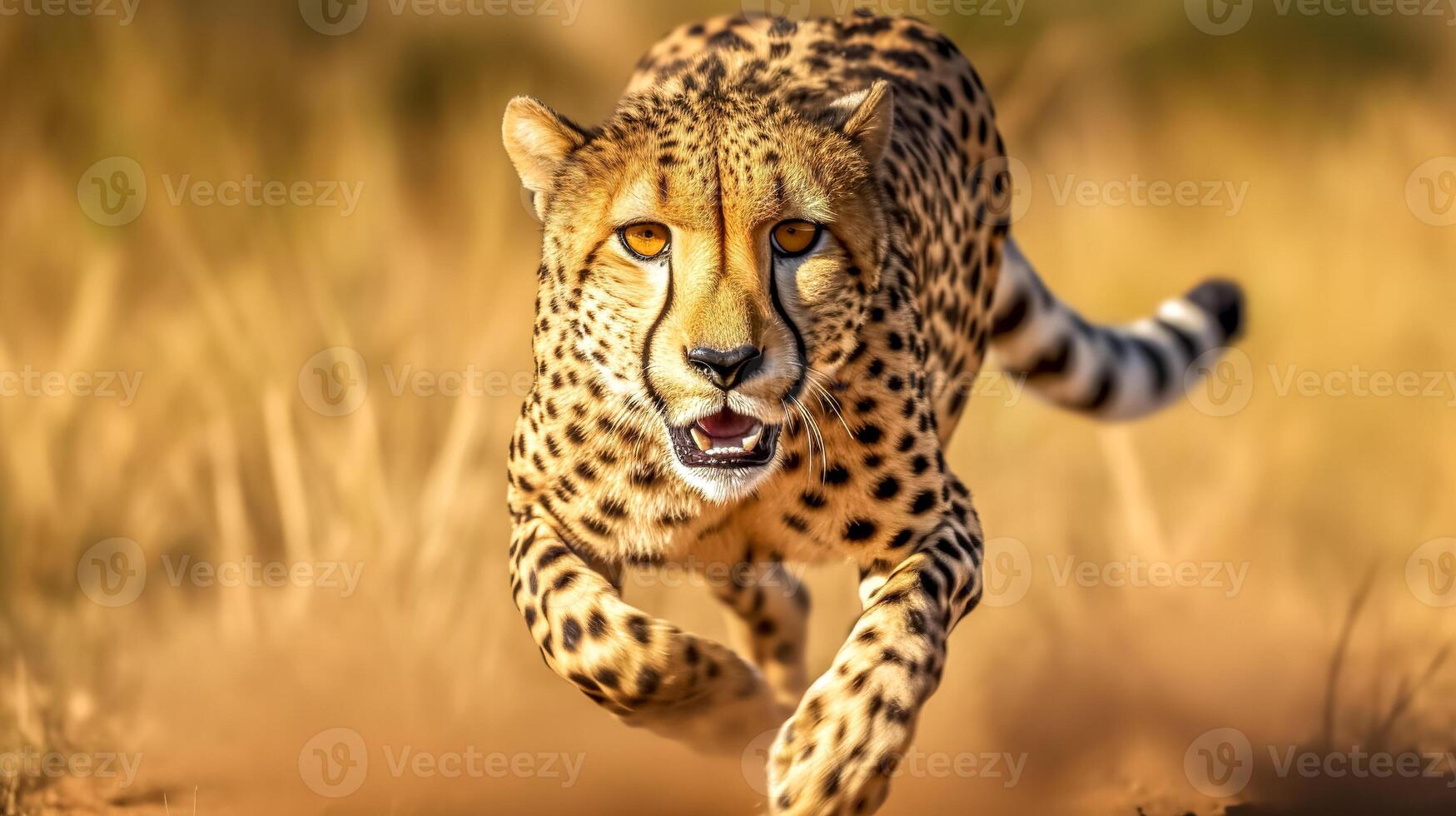 attacking cheetah in nature made with photo