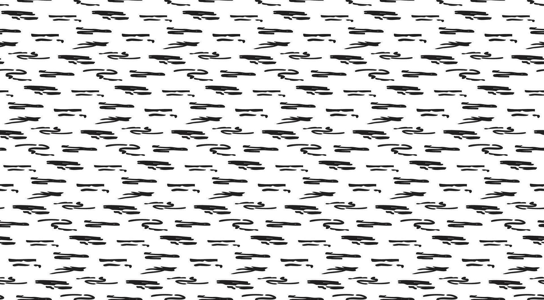 Wavy doodle seamless pattern. Bold ink lines ornament. Hand drawn black rough brush drawing. Smears scribbles grunge style wrapping paper. Vintage textiles fabric 1960 s Vector illustrations