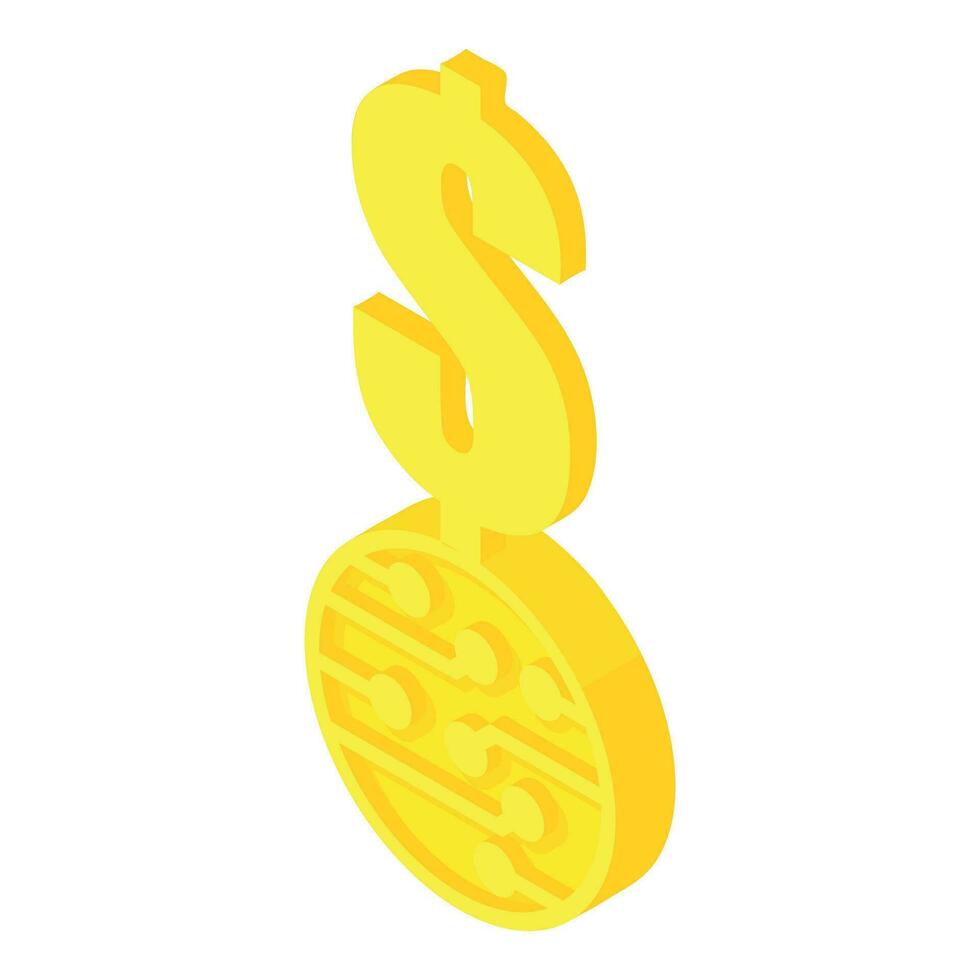 Cryptocurrency concept icon isometric vector. Digital coin and big dollar sign vector