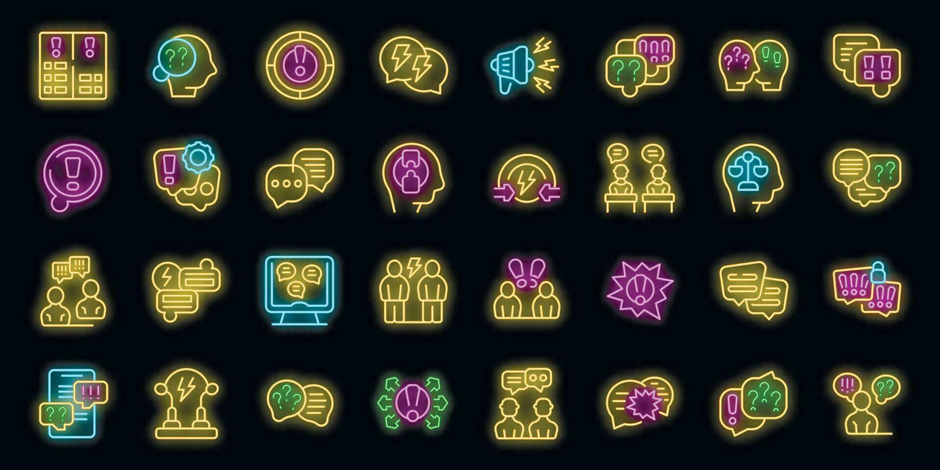 Argument icons set vector neon