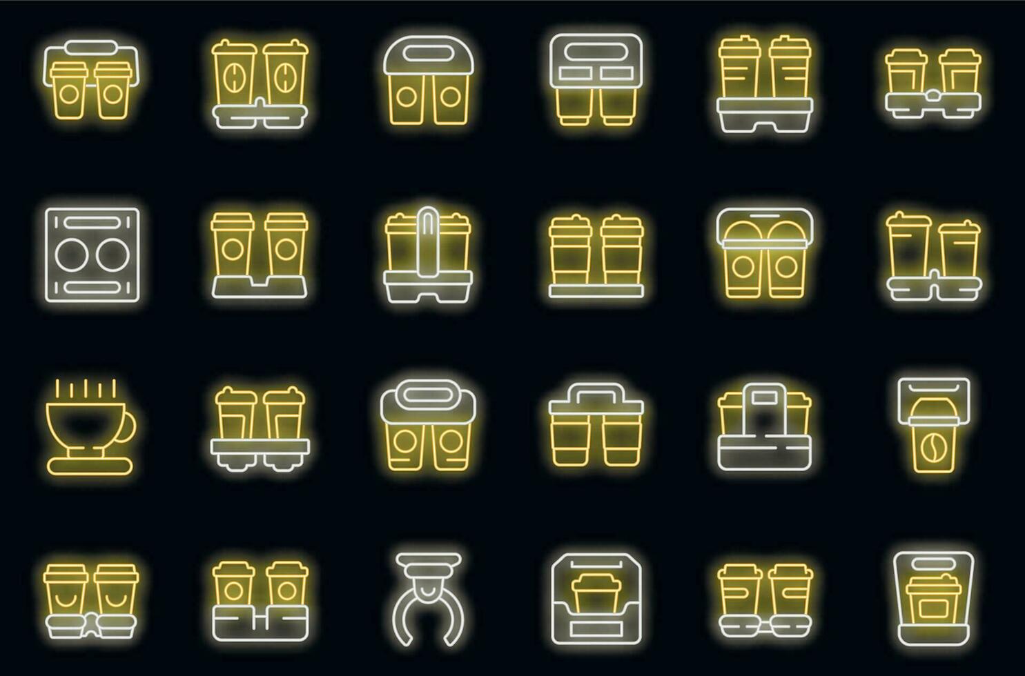 Cup holder icons set vector neon