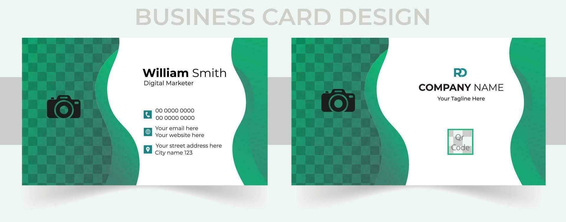doble cara creativo negocio tarjeta modelo. retrato y paisaje orientación. horizontal y vertical disposición. vector