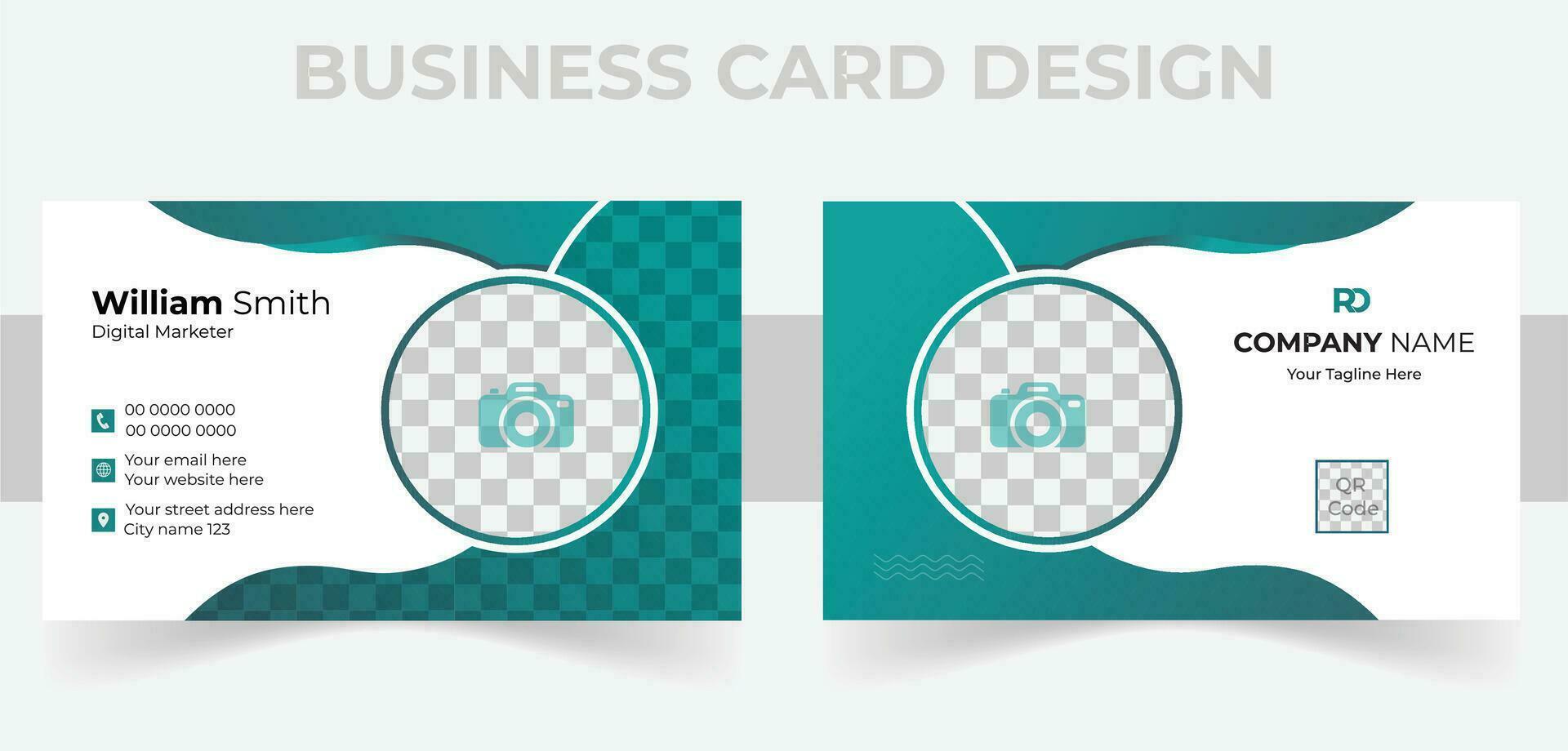 doble cara creativo negocio tarjeta modelo. retrato y paisaje orientación. horizontal y vertical disposición. vector