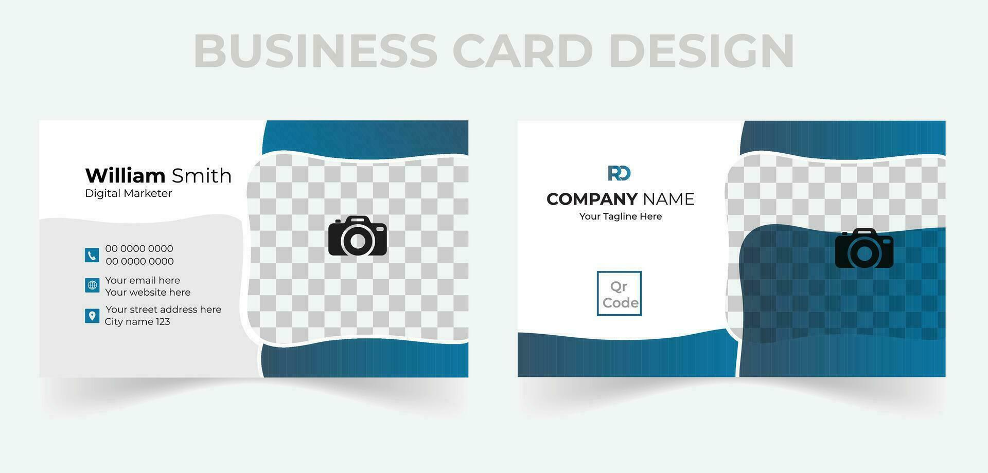 Double-sided creative business card template. Portrait and landscape orientation. Horizontal and vertical layout. vector