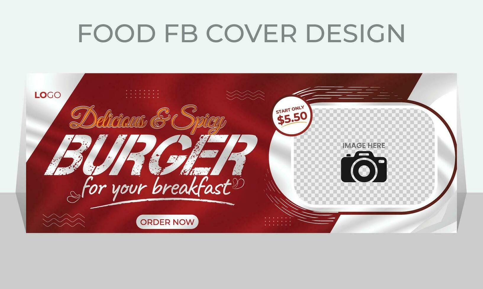 Delicious food social media cover or web banner design template vector