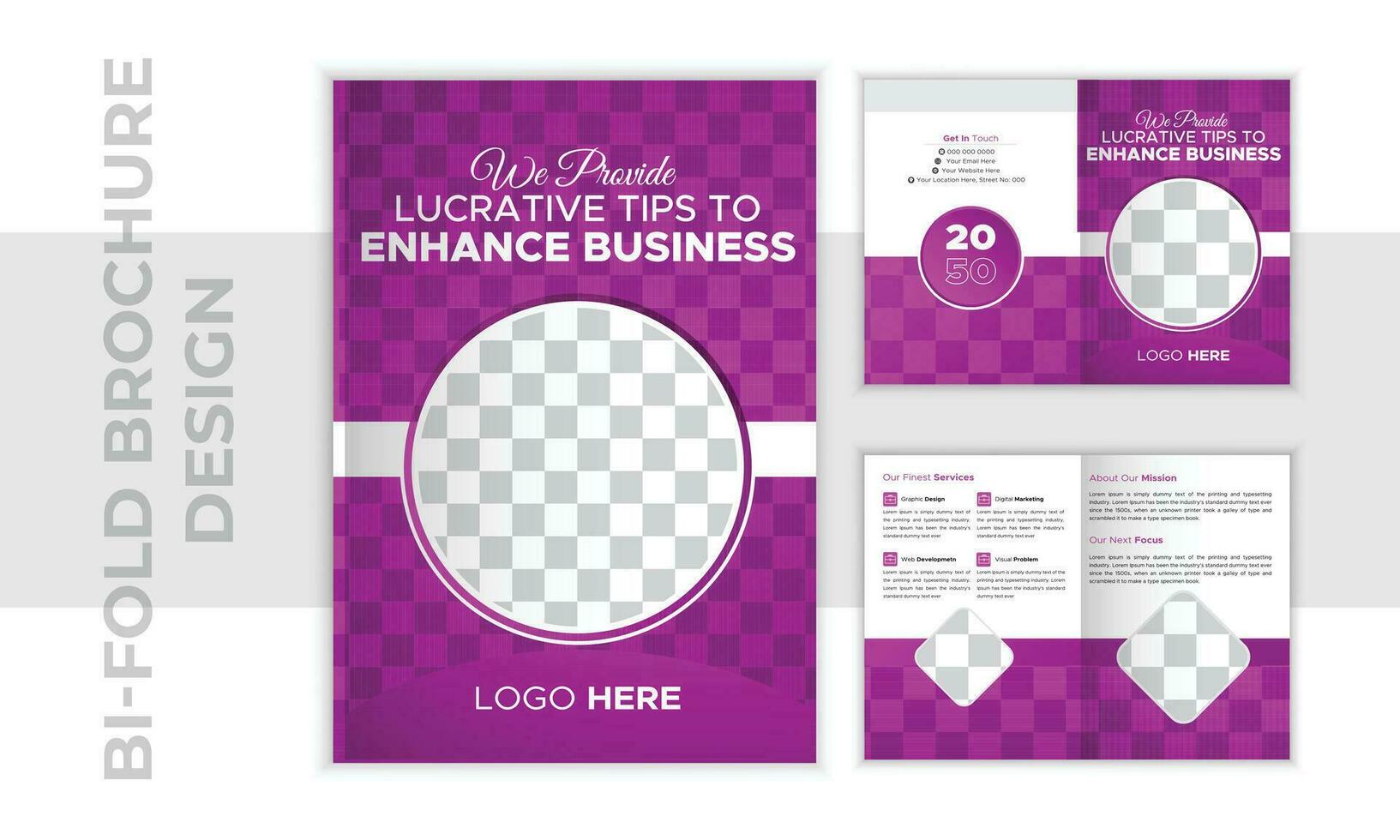 Corporate business bi-fold brochure design template. Creative and Clean Business brochure Template. Modern business card design vector