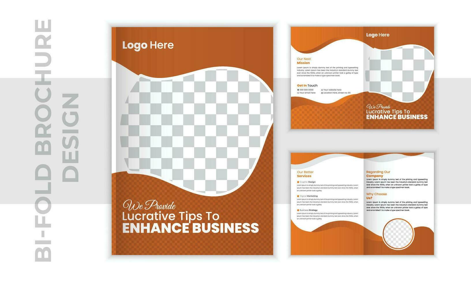 Corporate business bi-fold brochure design template. Creative and Clean Business brochure Template. Modern business card design vector