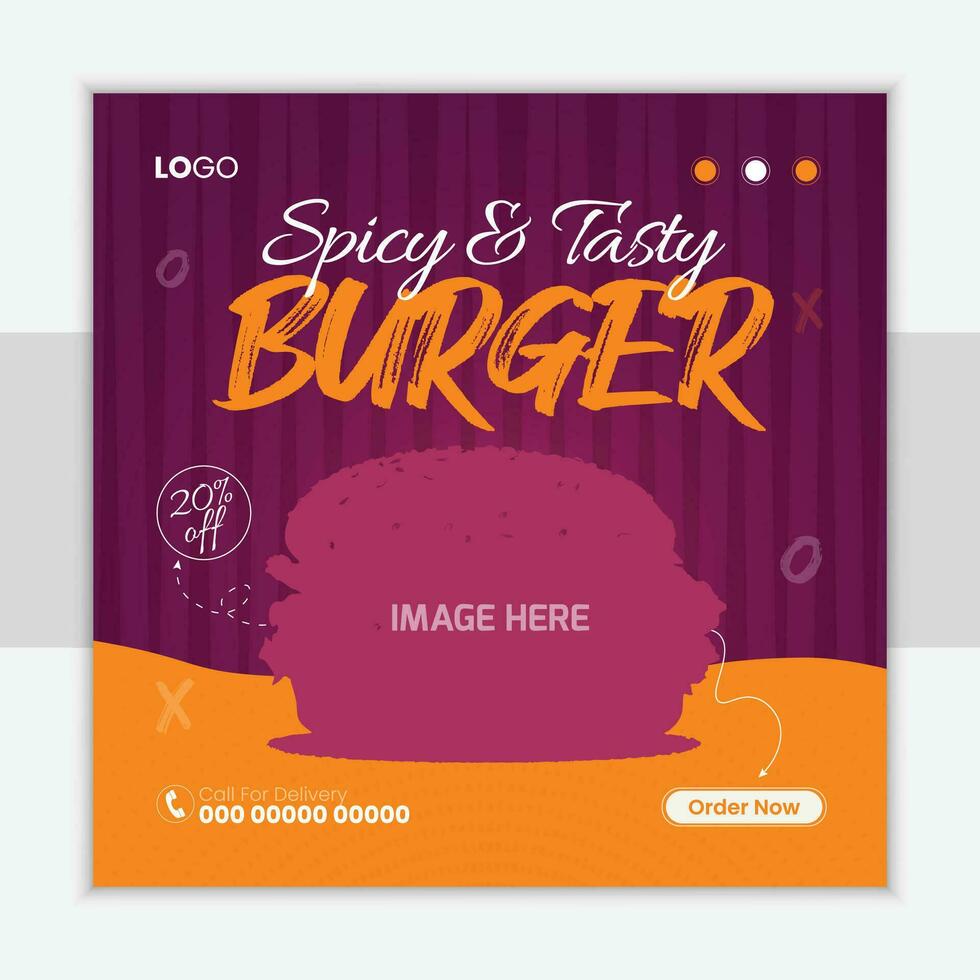 Food social media post design vector