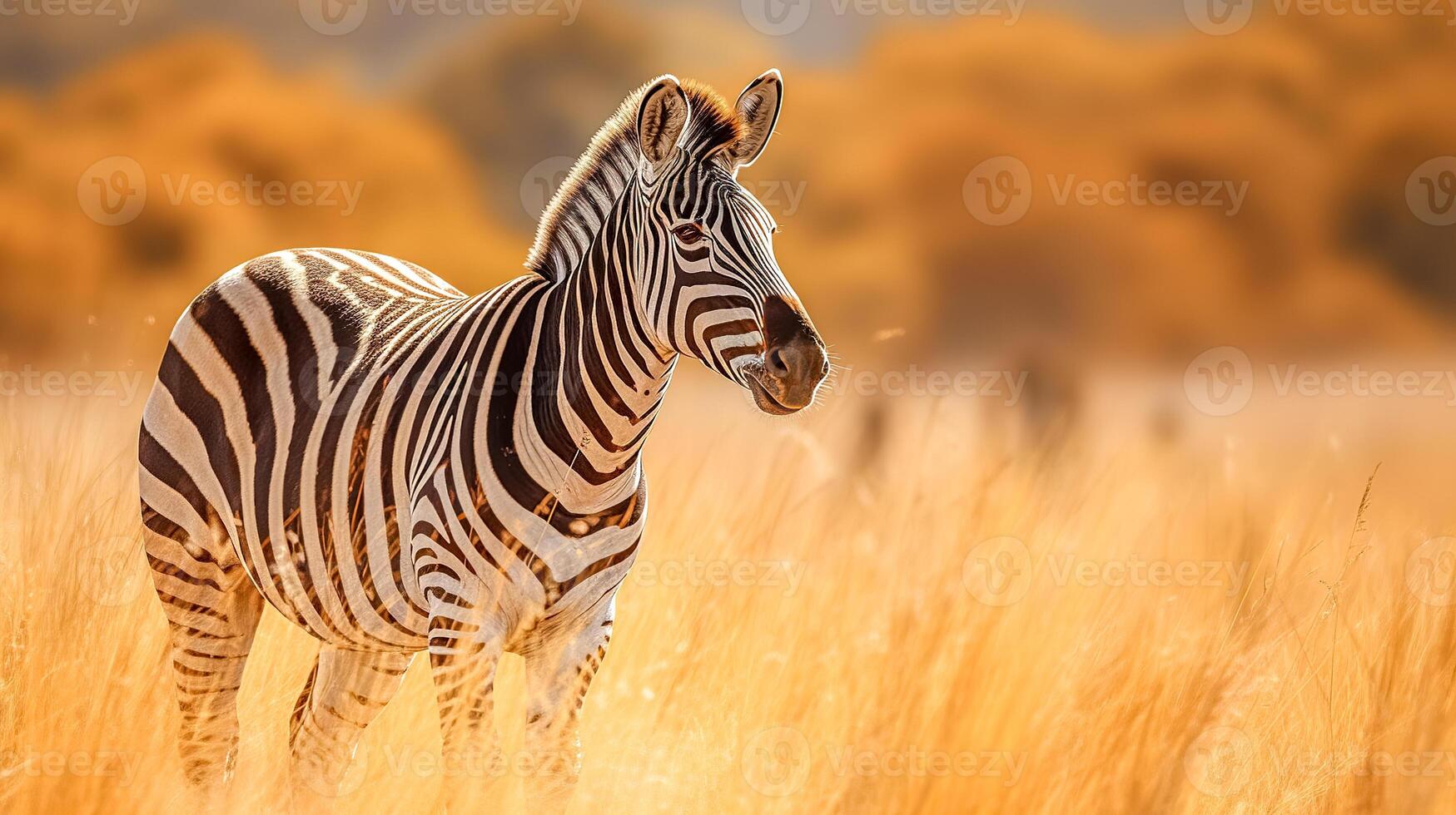 zebra in the national nature park, banner made with photo