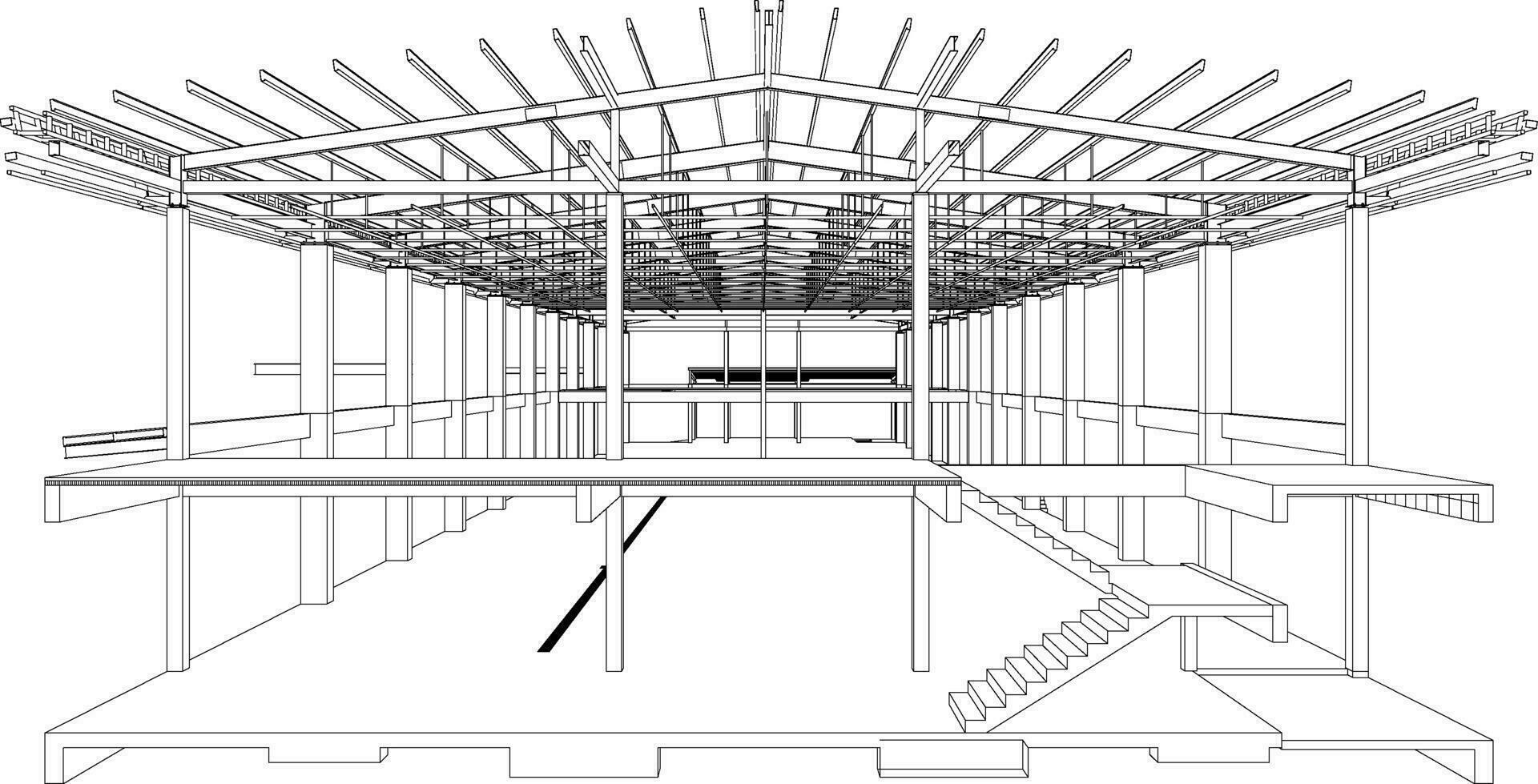 3D illustration of building structure vector