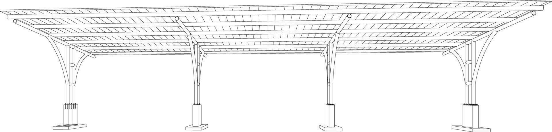 3D illustration of building structure vector