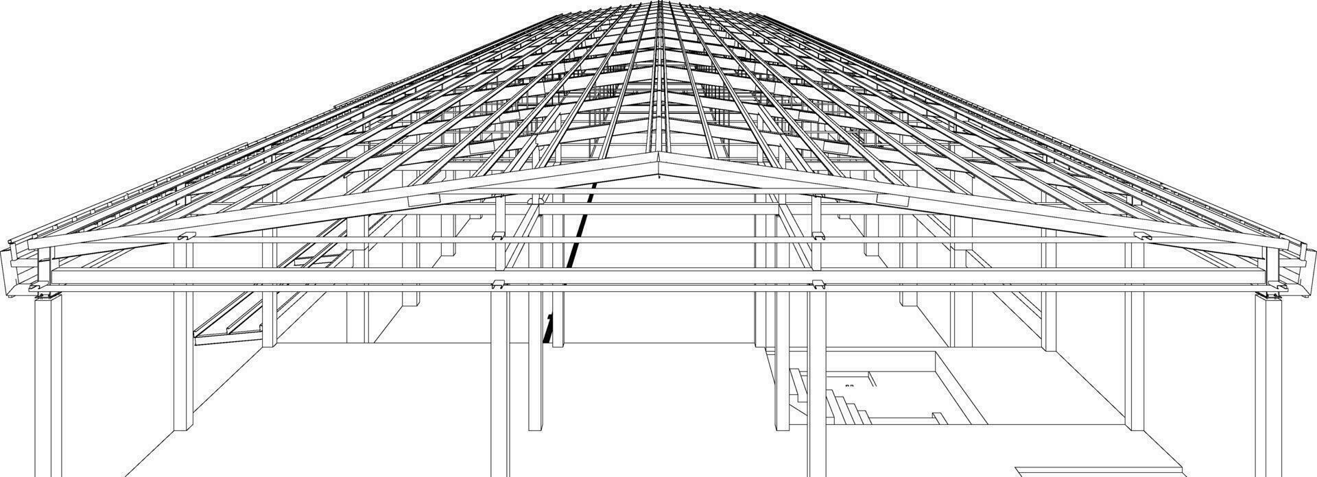 3D illustration of building structure vector