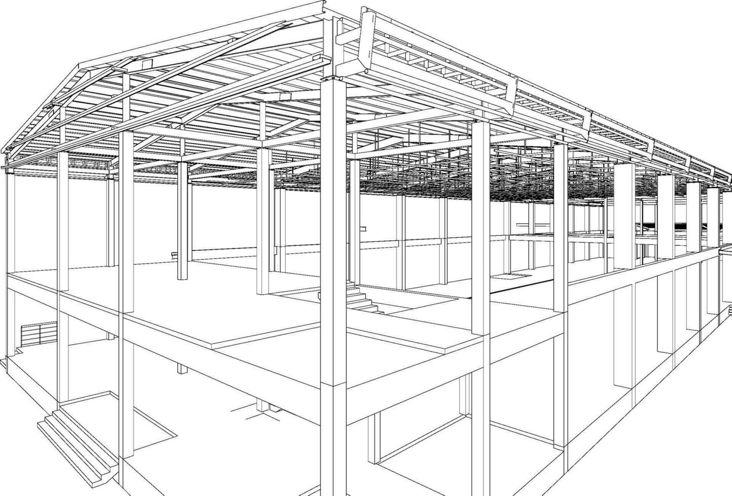 3D illustration of building structure vector