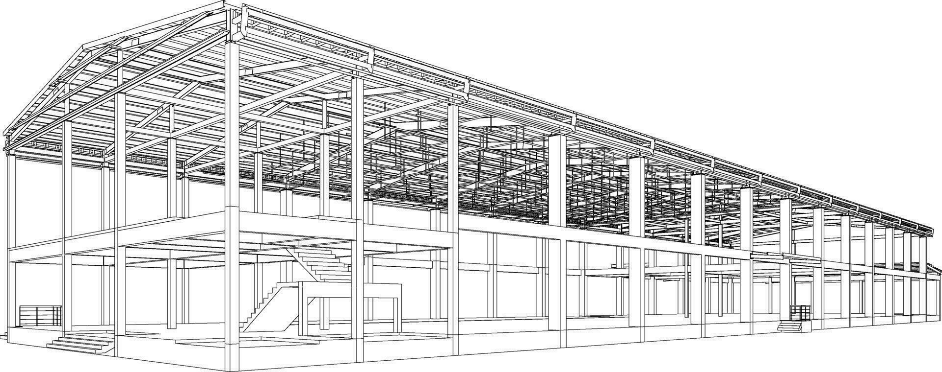 3d ilustración de edificio estructura vector