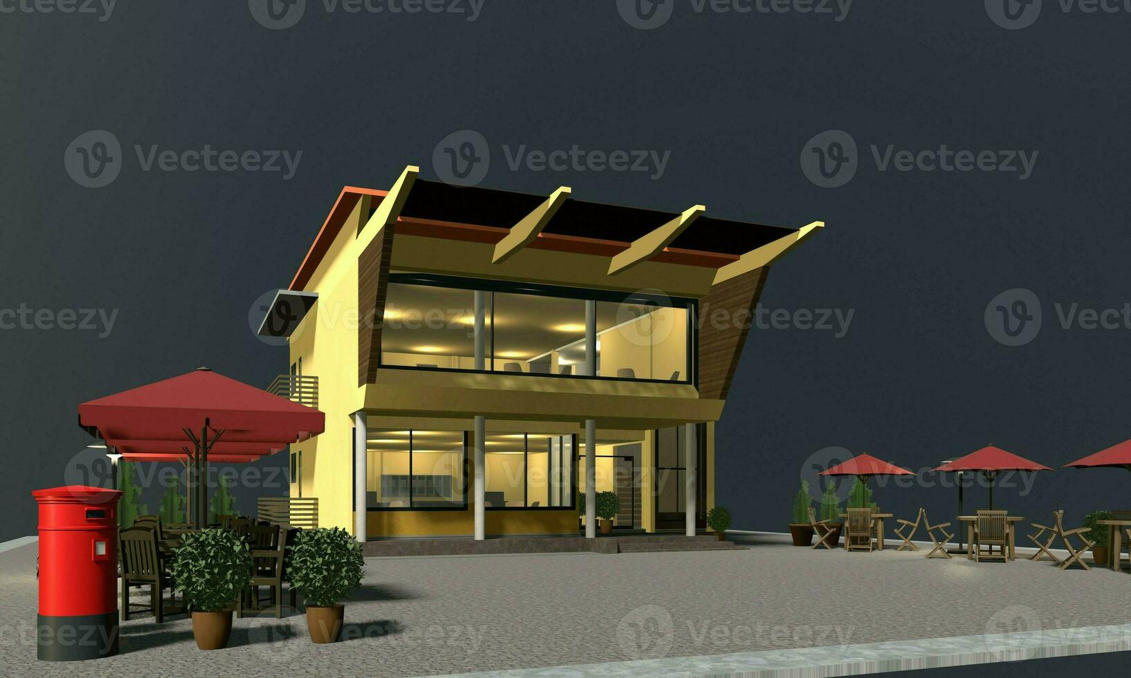 3D illustration of coffee shop photo