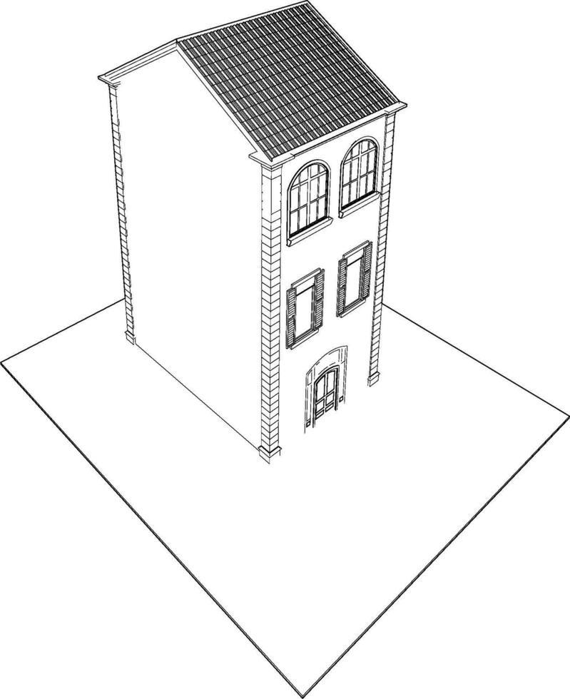 3D illustration of building project vector