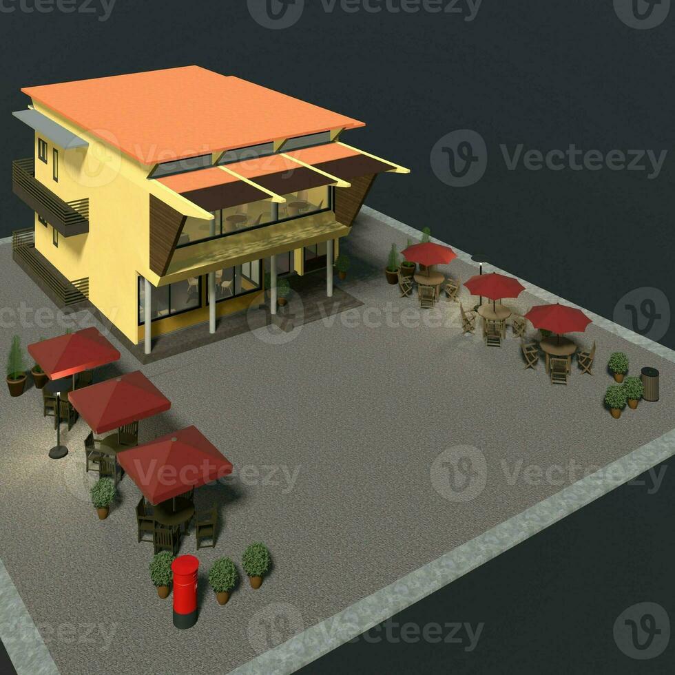 3D illustration of coffee shop photo