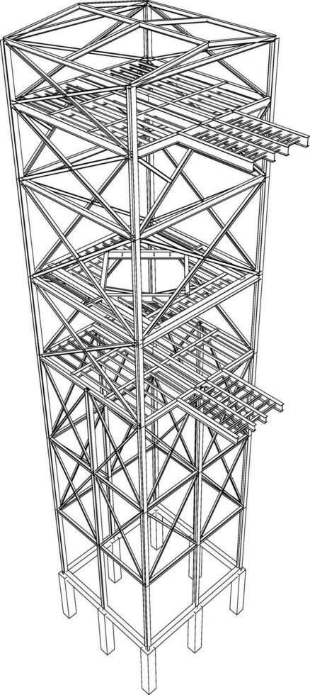 3D illustration of building structure vector