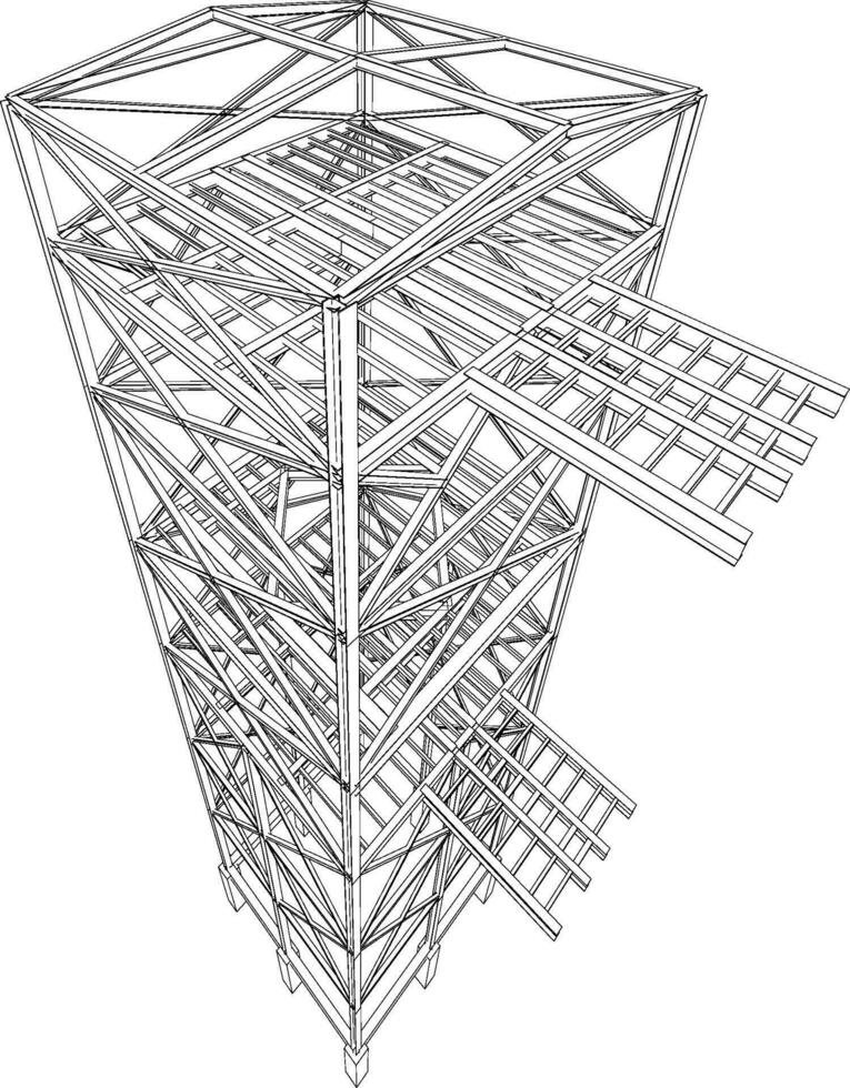 3D illustration of building structure vector