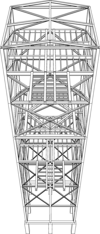 3D illustration of building structure vector