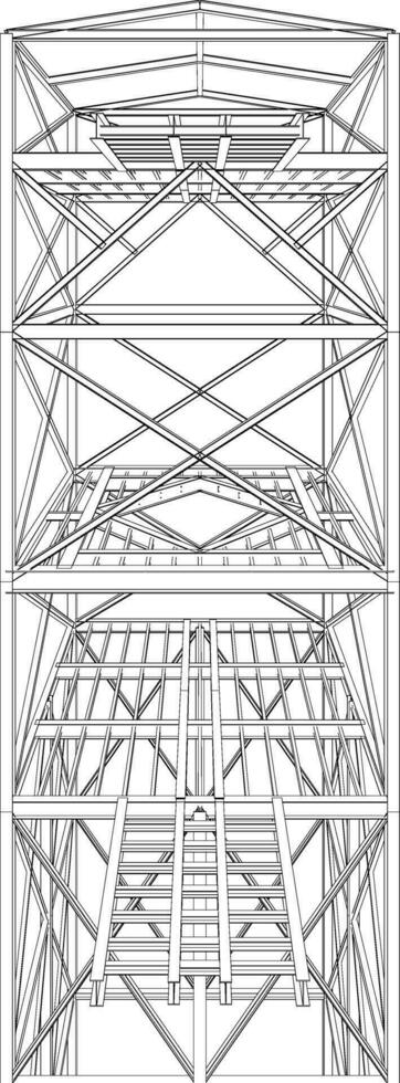 3D illustration of building structure vector