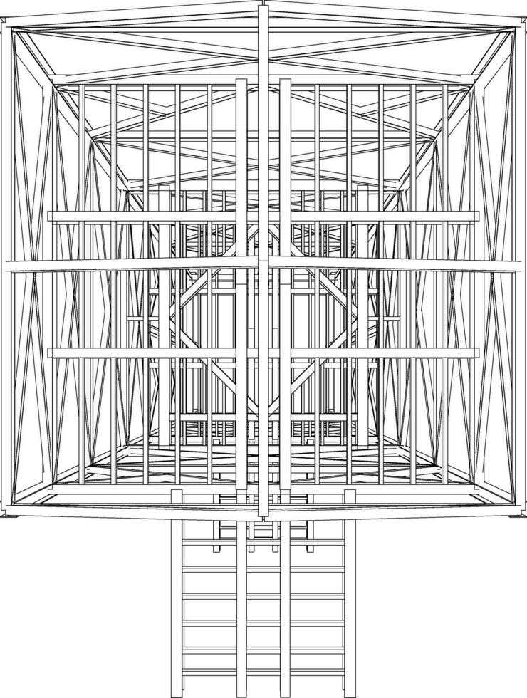 3D illustration of building structure vector