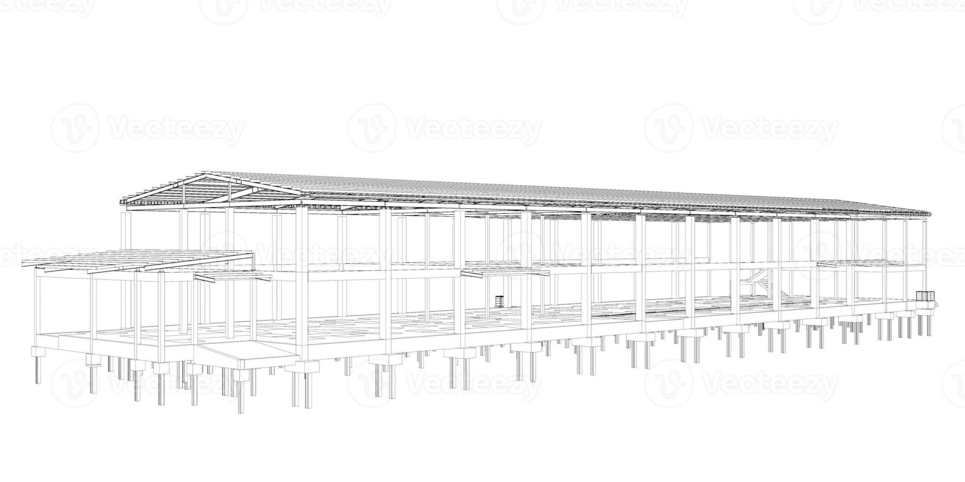 3D illustration of building structure photo