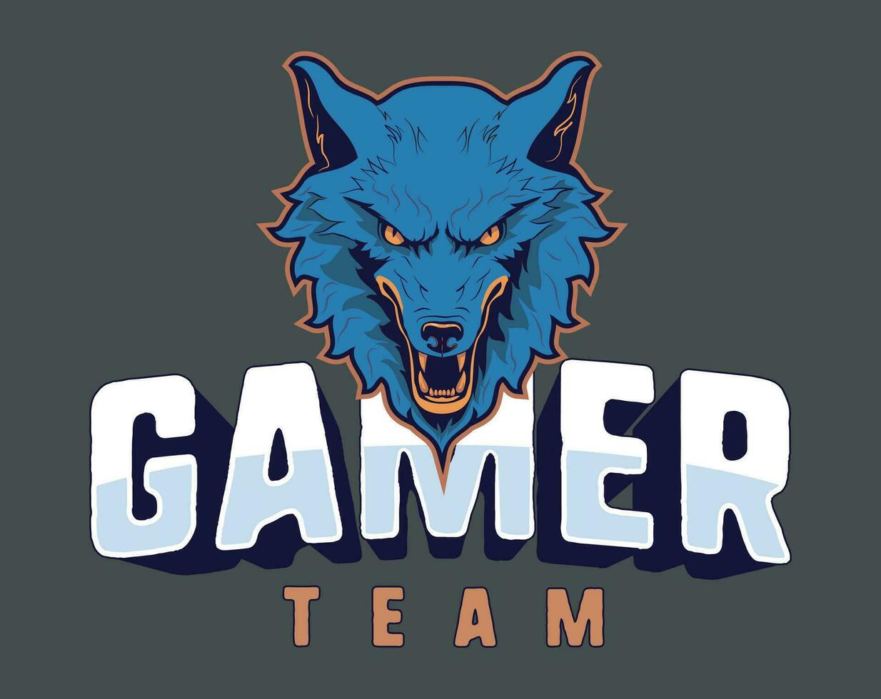 gamer wolf team logo template vector