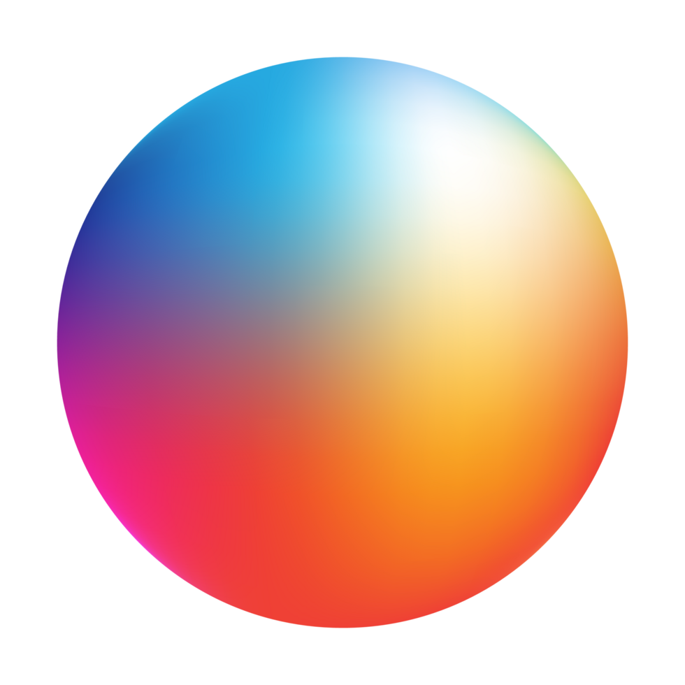 Gradient circle shape, holographic vibrant round icon. Multicolor buttons can be used in banner, social media, web, as design element. png
