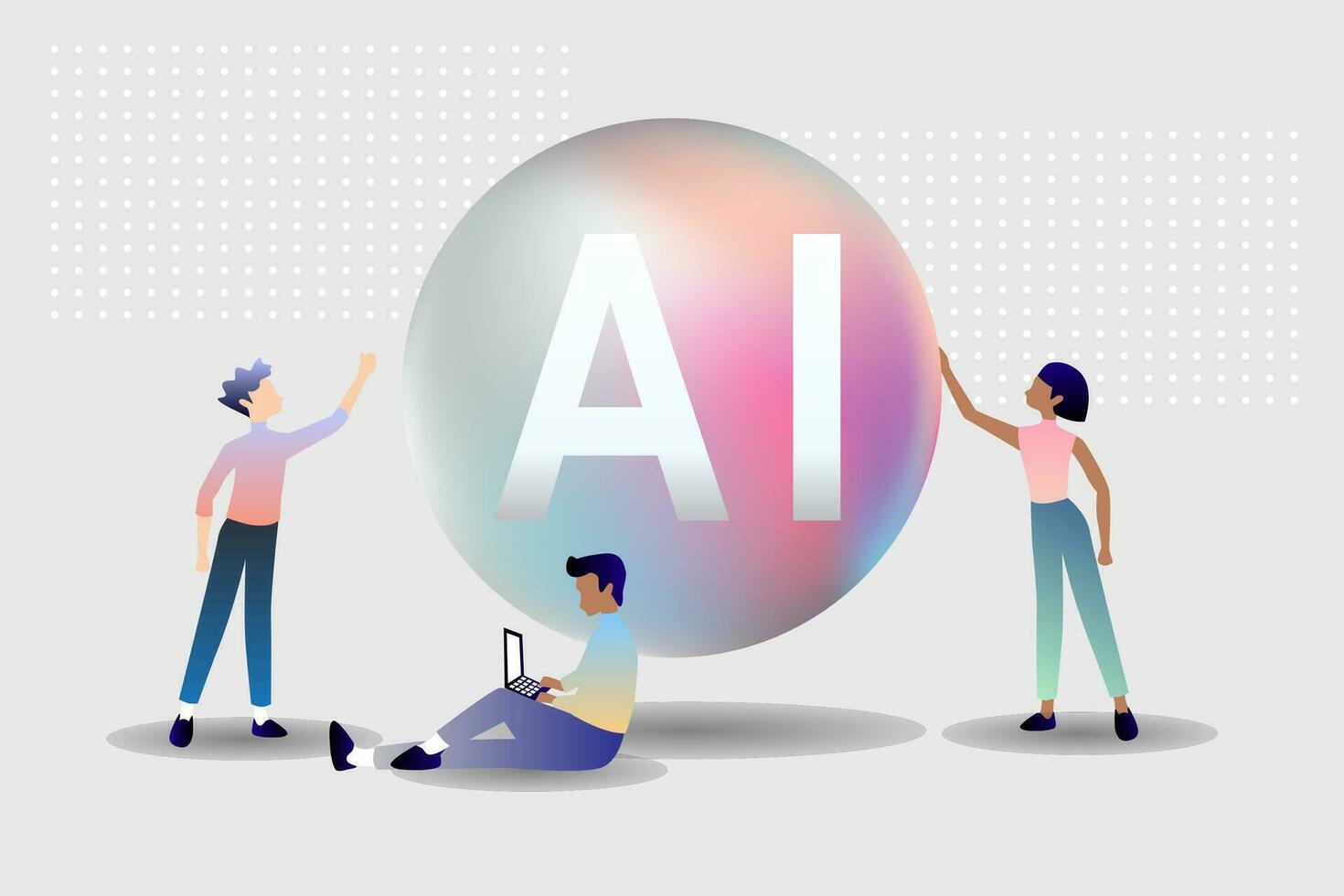 AI technology innovative applications vector infographic. Artificial intelligence, machine learning, data science and cognitive computing concept.