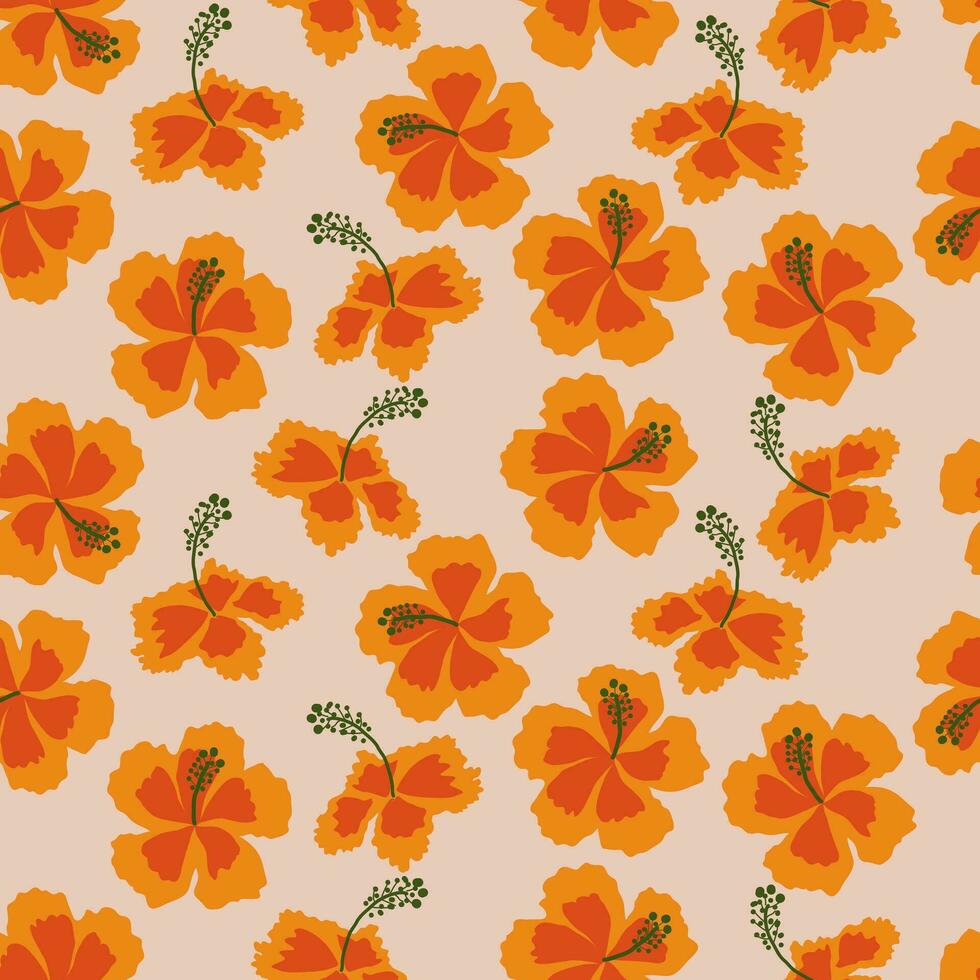 tropical flor modelo sin costura, silueta de floreciente, mano dibujado botánico, floral hoja para primavera y verano tiempo, natural adornos para textil, tela, fondo de pantalla, antecedentes diseño. vector