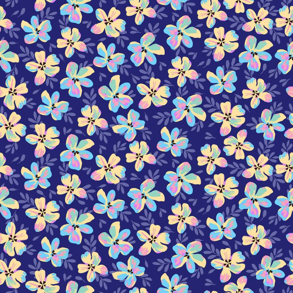 mano dibujado flores, sin costura patrones con floral para tela, textiles, ropa, envase papel, cubrir, bandera, interior decoración, resumen antecedentes. vector