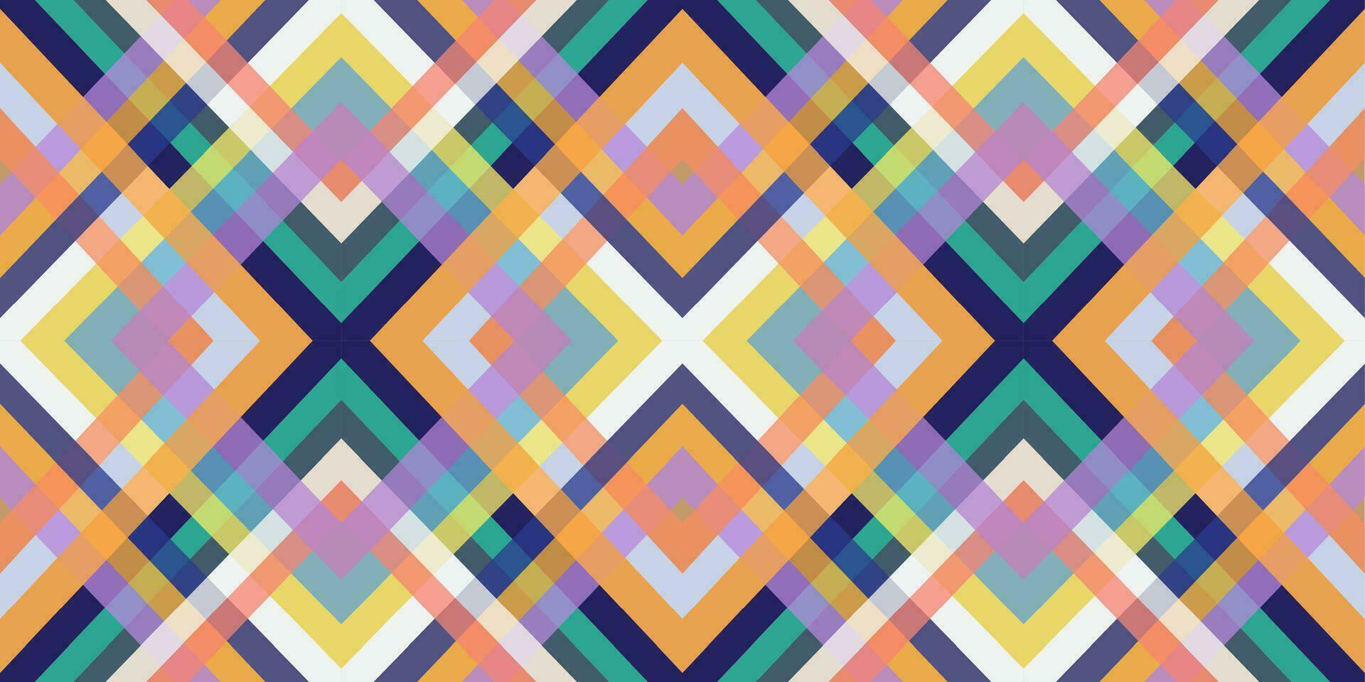 Mid-century geometric plaid abstract pattern with simple shapes and colorful palette for web design, business card, invitation, poster, textile print. vector