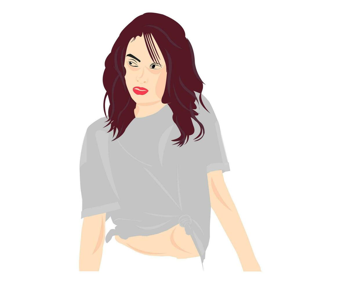 Fashion girls flat illustration portrait vector