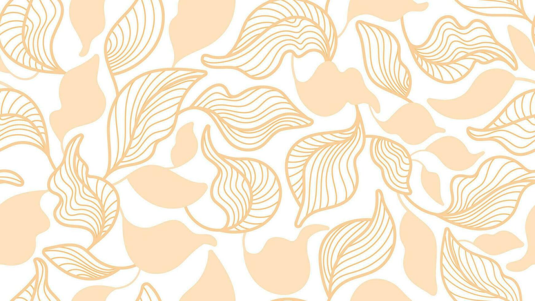 Line golden leaves. Art vector seamless pattern