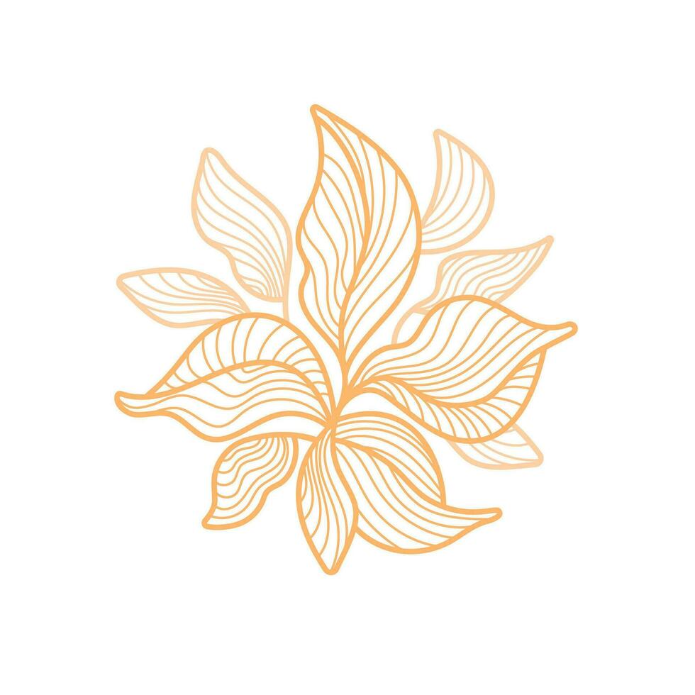 Art line leaves symbol. Vector artdeco circle logo