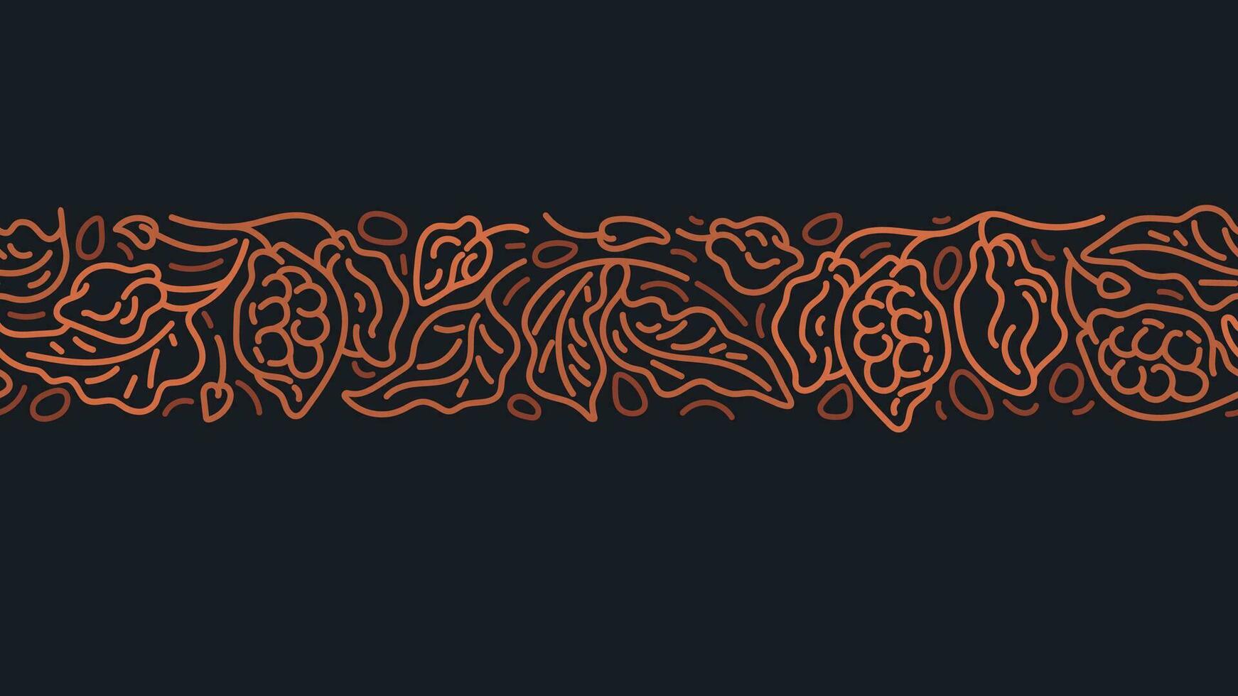 Cacao abstract seamless pattern. Art line border vector