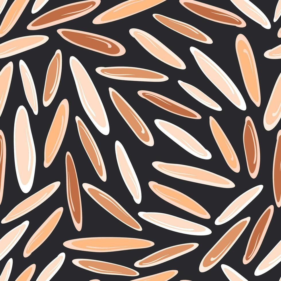 Rice grain seamless pattern. Vector color sereals