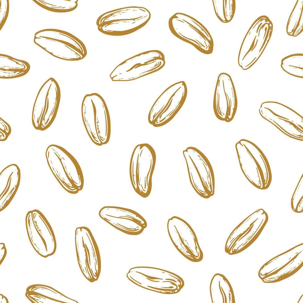 Grain print. Oat, wheat Vector background, rustic