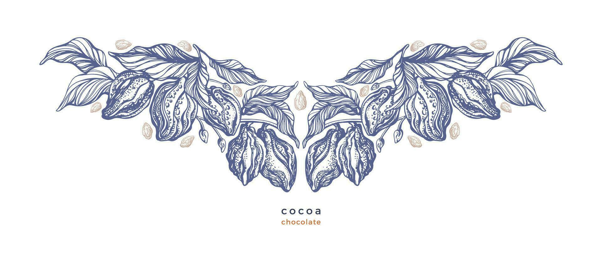 cacao Arte modelo. vector impresión. orgánico chocolate