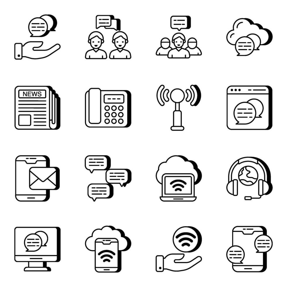 Pack of Communication linear Icons vector