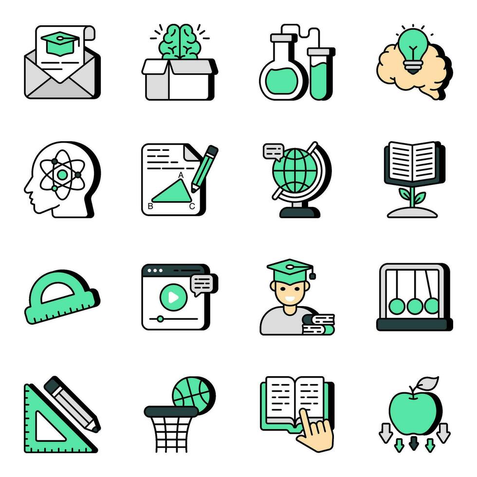 Set of Education and Learning Flat Icons vector