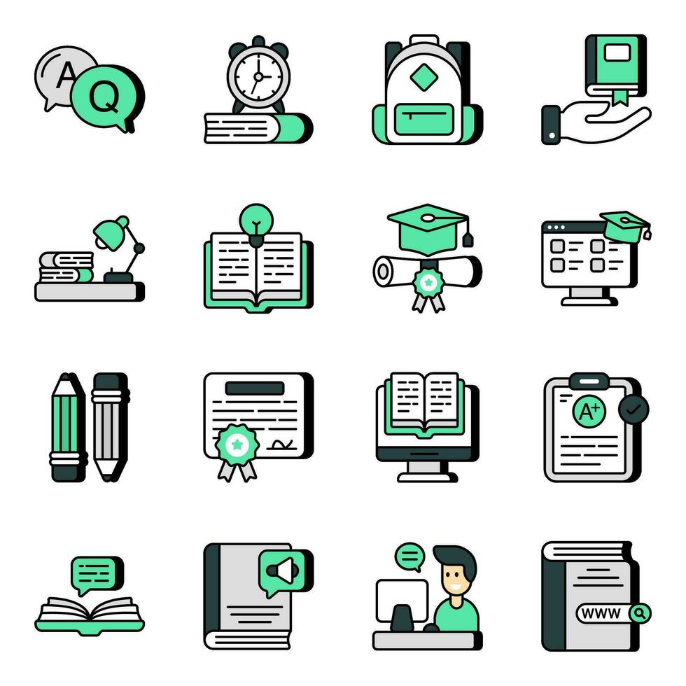 Set of Learning Flat Icons vector