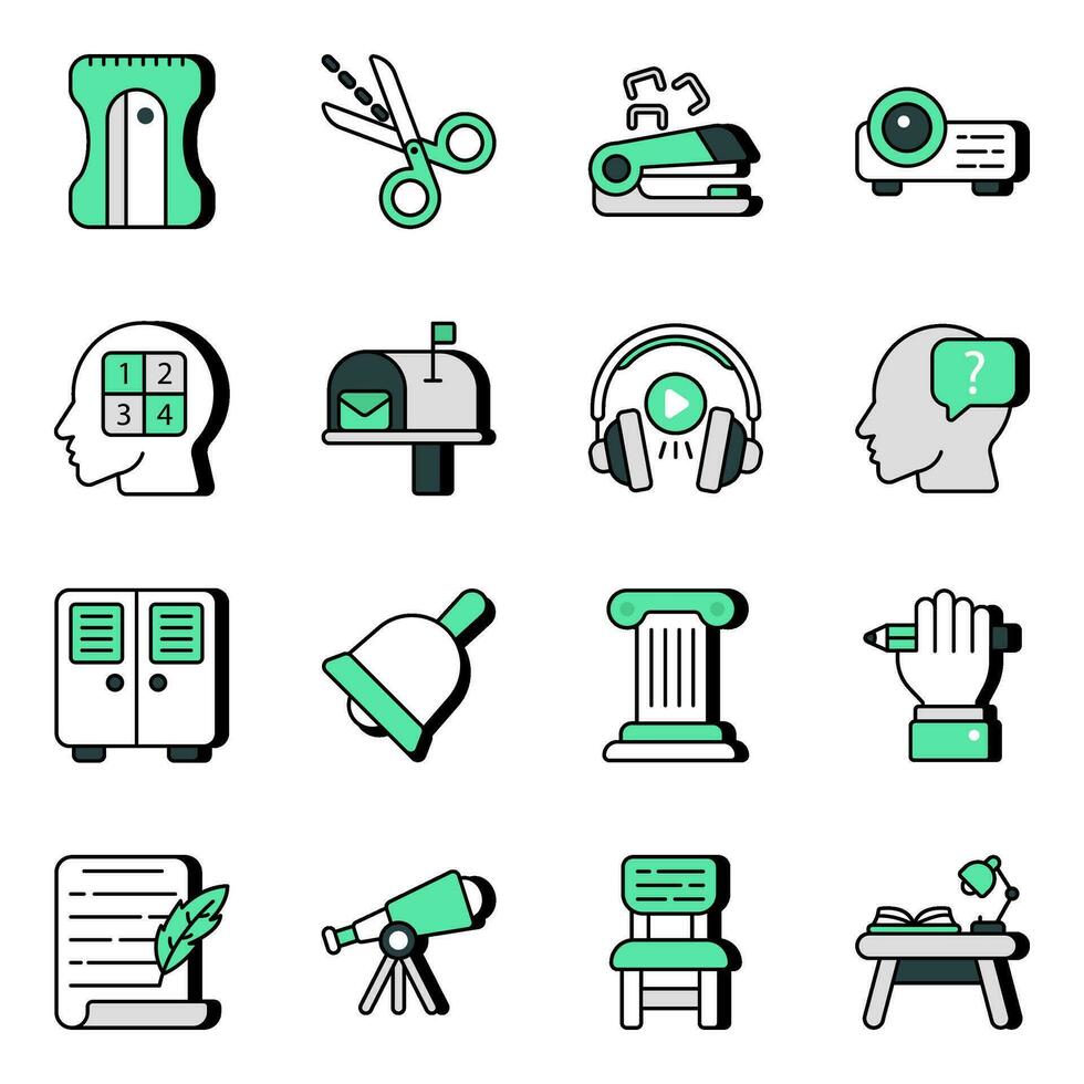 Set of Education and Knowledge Flat Icons vector