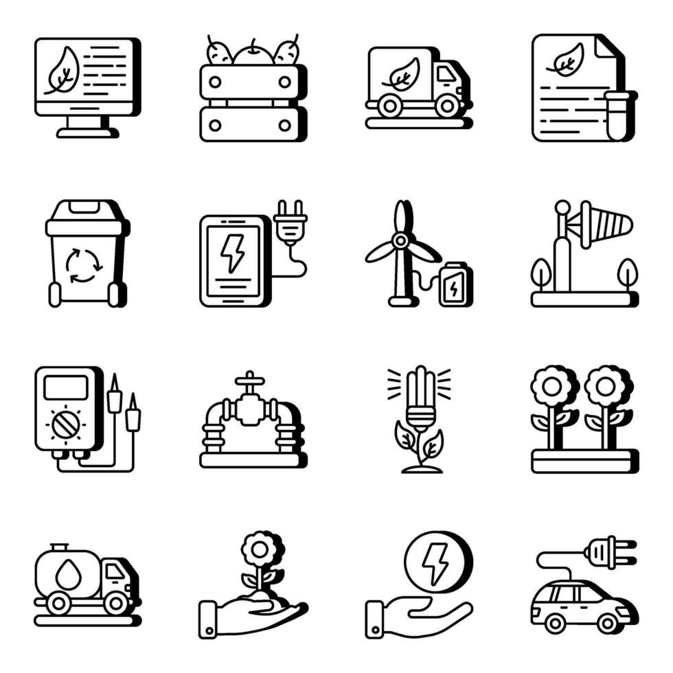 Pack of Nature and Ecology Linear Icons vector
